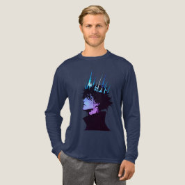 Anime-König gothisches männliches Porträt mit blau Tri-Blend Shirt