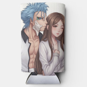 Anime-Krieger mit blauen Haaren und Begleiter-Stic Selters Dosenkühler