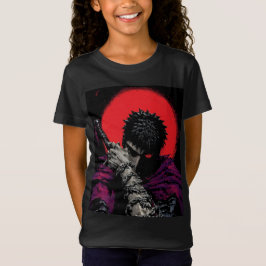 Anime Krieger Rotes Mond Schwert Umarme Kunst T-Shirt