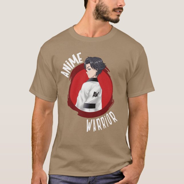 Anime Krieger White Geschenk T-Shirt (Vorderseite)