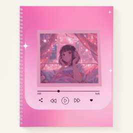 Anime Lo-fi-Mädchen-Musikplayer-Notizbuch Notizbuch