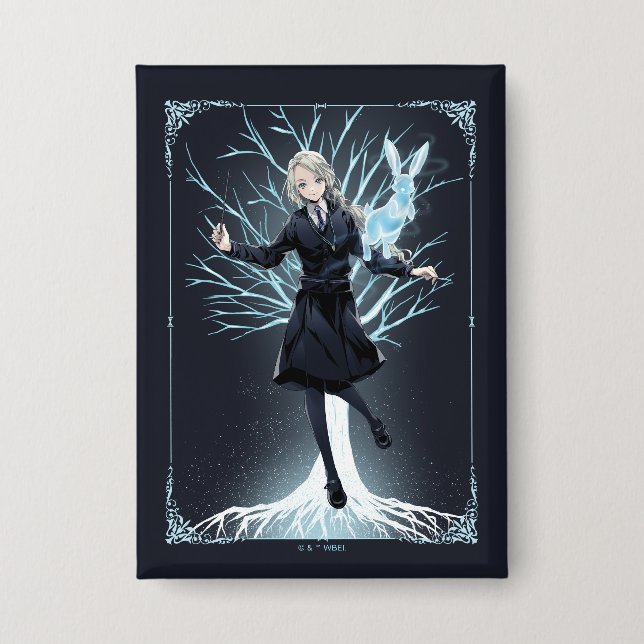 Anime Luna Lovegood's Rabbit Patronus Button (Vorderseite)
