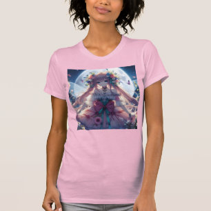 Anime Mädchen Blumen Mond Fee T-Shirt