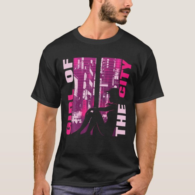 Anime. Mädchen der Stadt. T-Shirt (Vorderseite)