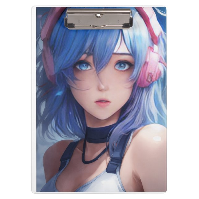 Anime-Mädchen-Design trendy stilvolles Klemmbrett  (Vorderseite)