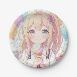 Anime-Mädchen-Eiscreme-Geburtstagsfeier Pappteller