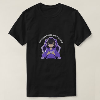 Anime-Mädchen-Gamerin Lila Gaming-Art T-Shirt