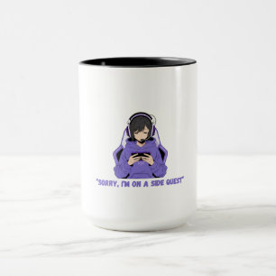 Anime-Mädchen-Gamerin Lila Gaming-Art Tasse