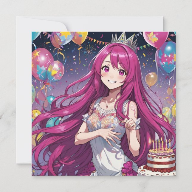 Anime Mädchen Geburtstag Personalisierte Benutzerd Einladung (Vorderseite)