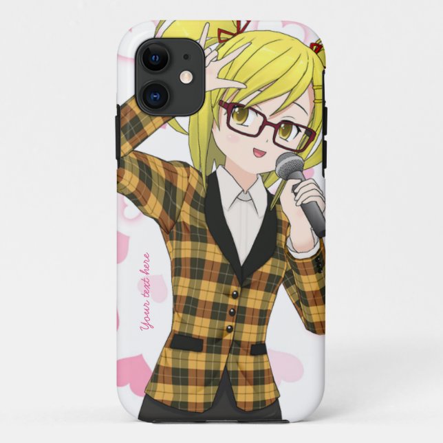 Anime-Mädchen-Gesang-Karaoke kundengerechter Case-Mate iPhone Hülle (Rückseite)