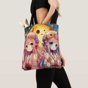 Anime Mädchen Hippie Mond Mädchen geben Friedensze