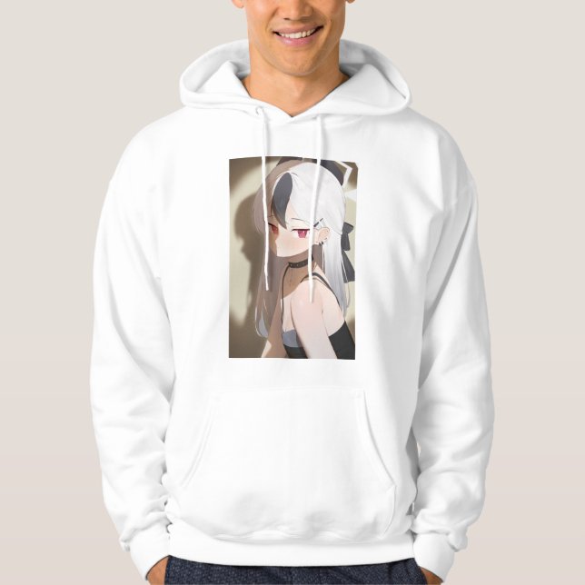 Anime Mädchen Kleid Spotlight Halskette weißen Haa Hoodie (Vorderseite)