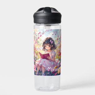 Anime Mädchen liest personalisiert  Trinkflasche