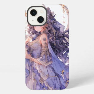 Anime-Mädchen Lila Mond Prinzessin Fantasy-Kunst iPhone 13 Hülle