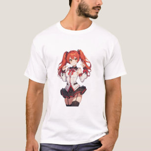 Anime-Mädchen mit roten Haaren T-Shirt