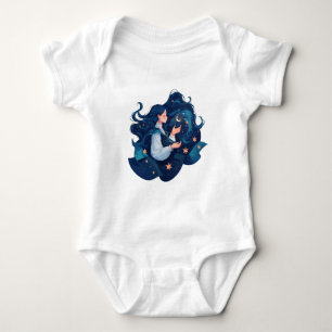 Anime-Mädchen mit Sternen – Träumerisches kosmisch Baby Strampler