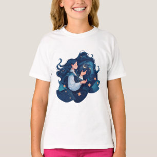 Anime-Mädchen mit Sternen – Träumerisches kosmisch T-Shirt
