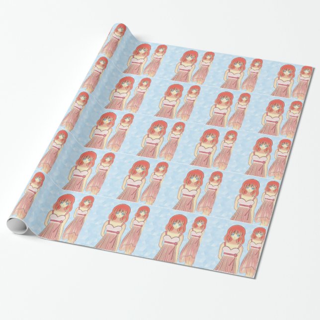 Anime-Mädchen Modeillustration Geschenkpapier (Ungerollt)