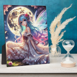 Anime-Mädchen Mond Fee Prinzessin im Garten Fotoplatte