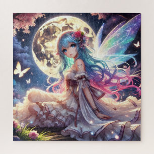 Anime-Mädchen Mond Fee Prinzessin im Garten Puzzle