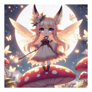 Anime-Mädchen Pixie Hippie Mond Fee Fotodruck