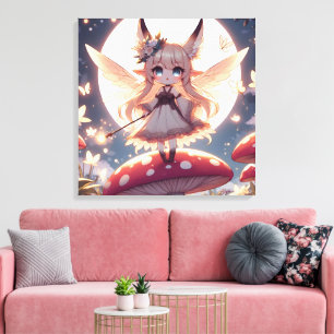 Anime-Mädchen Pixie Hippie Mond Fee Leinwanddruck