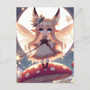 Anime-Mädchen Pixie Hippie Mond Fee Postkarte
