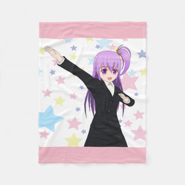 Anime-Mädchen-Rosa Fleecedecke (Vorderseite)