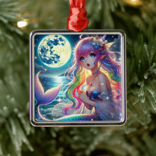 Anime-Mädchen singt Mondlicht Kobold Regenbogen Me Ornament Aus Metall