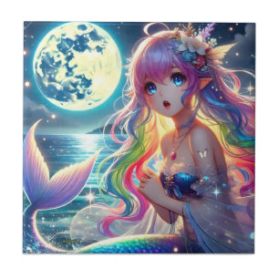Anime-Mädchen singt Mondlicht Pixie Regenbogen Mee Fliese
