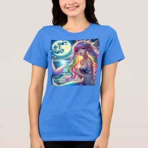 Anime-Mädchen singt Mondlicht Pixie Regenbogen Mee Tri-Blend Shirt