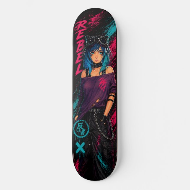 Anime-Mädchen Skateboard (Vorderseite)