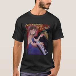 Anime-Mädchen spielt Klavier elegante Musik  T-Shirt
