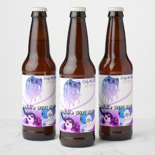 Anime-Mädchen-Spucken-Getränk-Aufkleber Bierflaschenetikett