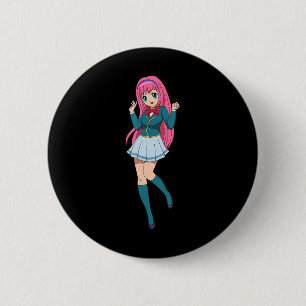 Anime-Mädchen süße Waifu japanischer Cartoon-Chara Button