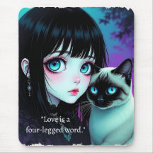 Anime-Mädchen und Siamkatzen-Zitat