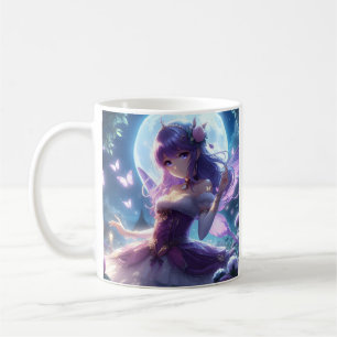 Anime-Mädchen Veilchen Schmetterlingsflügel Mond F Kaffeetasse