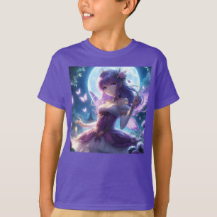 Anime-Mädchen Veilchen Schmetterlingsflügel Mond F T-Shirt