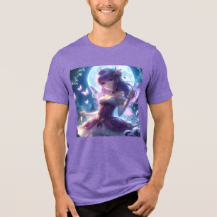 Anime-Mädchen Veilchen Schmetterlingsflügel Mond F Tri-Blend Shirt