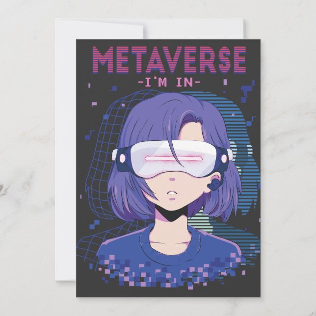 Anime-Mädchen Virtual-Reality-Brille Einladung (Vorderseite)