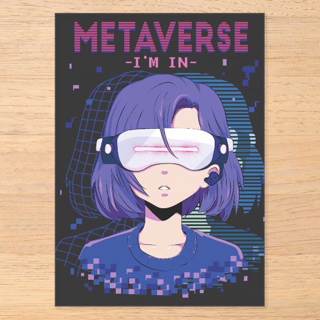 Anime-Mädchen Virtual Reality Brille Einladungen (Vorderseite)