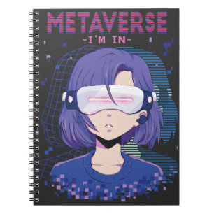 Anime-Mädchen Virtual-Reality-Brille Notizbuch Notizblock