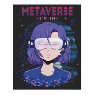 Anime-Mädchen Virtual-Reality-Brille Poster