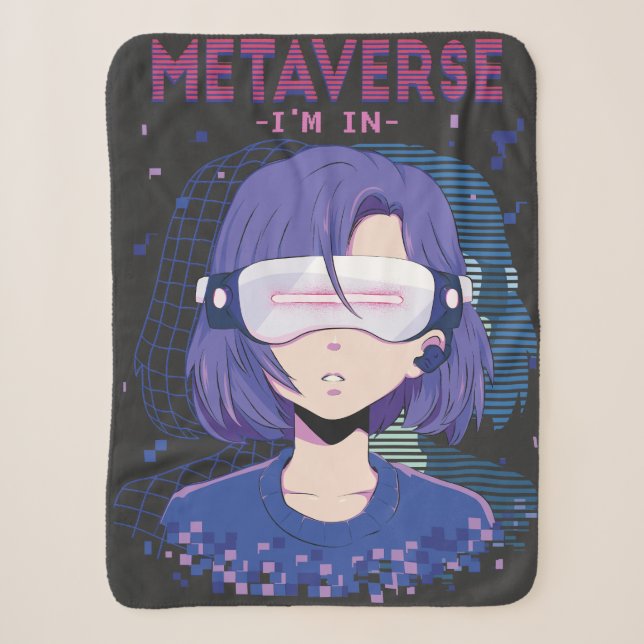Anime-Mädchen Virtual-Reality-Brille Sherpa-Decke Sherpadecke (Vorderseite)