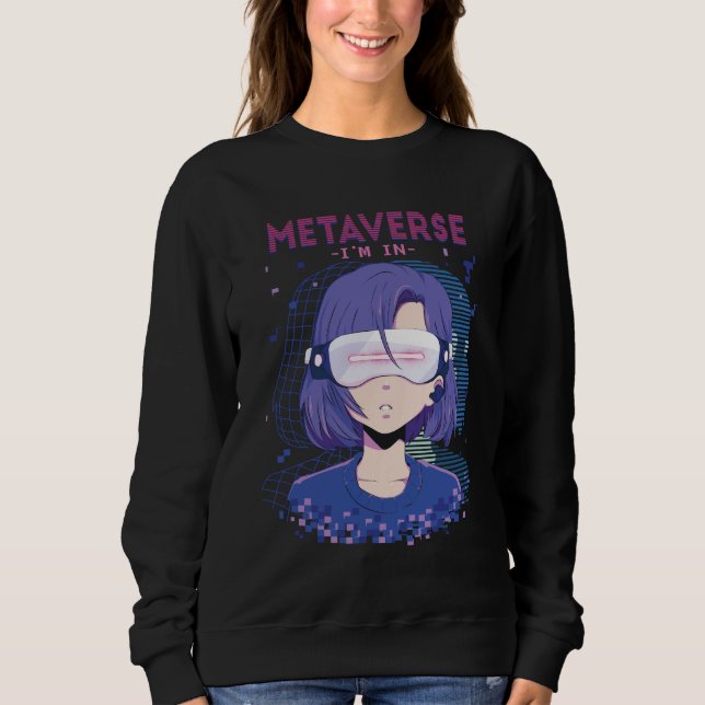 Anime-Mädchen Virtual-Reality-Brille Sweatshirt (Vorderseite)