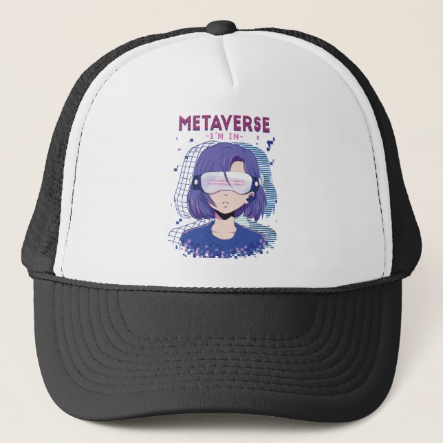 Anime-Mädchen Virtual Reality Brille Trucker-Mütze Truckerkappe (Vorderseite)