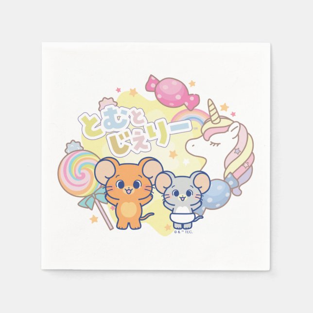 Anime Magical Candyland mit Jerry und Tuffy Serviette (Vorderseite)