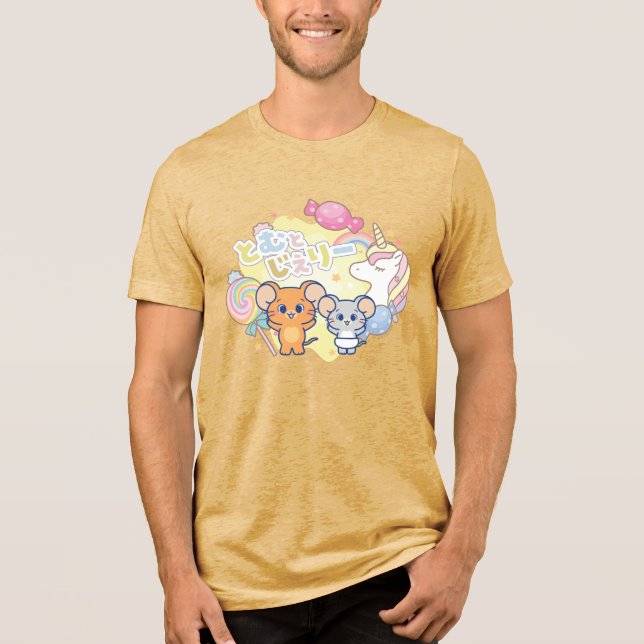 Anime Magical Candyland mit Jerry und Tuffy Tri-Blend Shirt (Vorderseite)