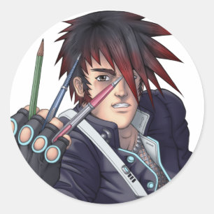 Anime Manga Artist Runder Aufkleber