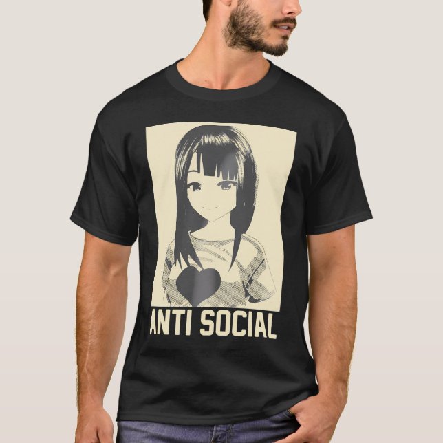 Anime Manga Ästhetik Japanisch Goth Antisocial Emo T-Shirt (Vorderseite)